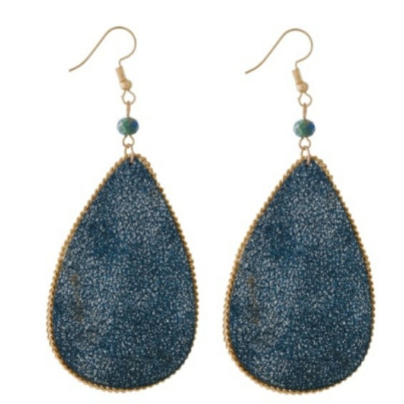 Jewelry - Blue faux leather earrings